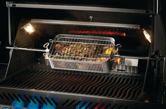 Adjustable-Stainless-Steel-Rotisserie-Basket-InUse