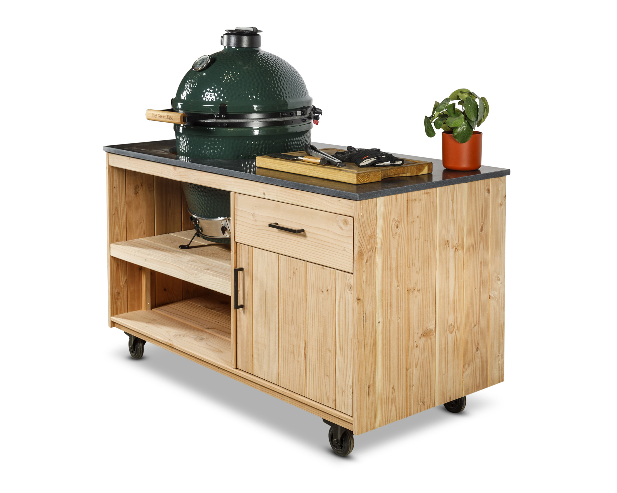 Douglas-kast-Lade-Natuursteen-big-green-egg